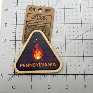Metal and Wood Co Wood Magnet Travel Swood Pennsylvania PA Camp‎ Fire